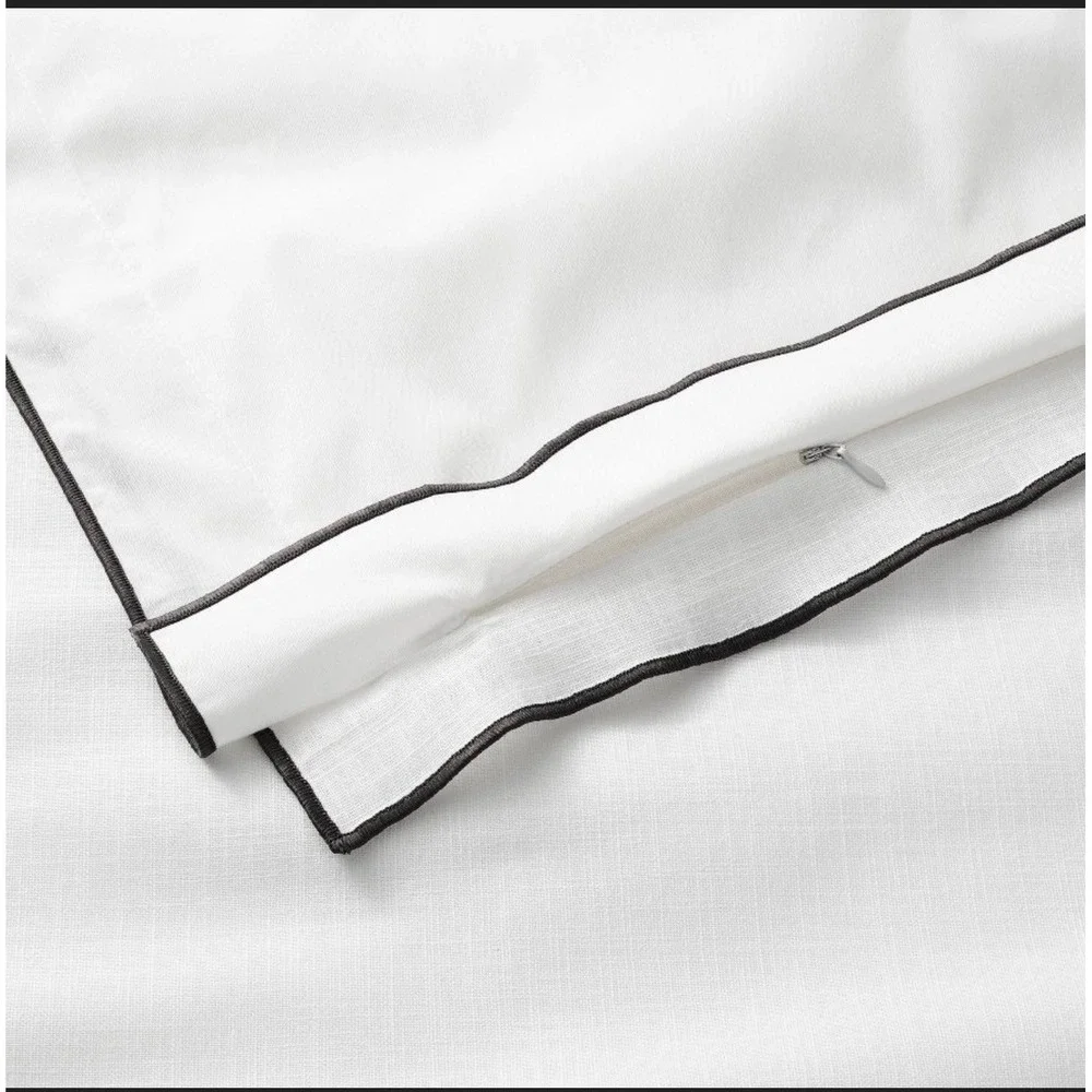 Threshold Duvet Cover Set Full/Queen White Black Embroidered Trim 3pc NWT